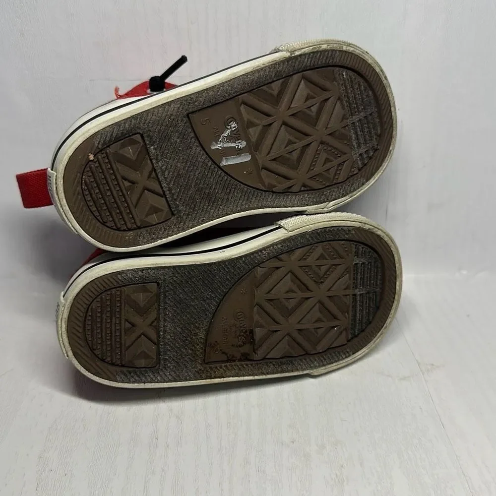 Converse Baby High Tops In Red, Black, And White, Infant Size‎ 5